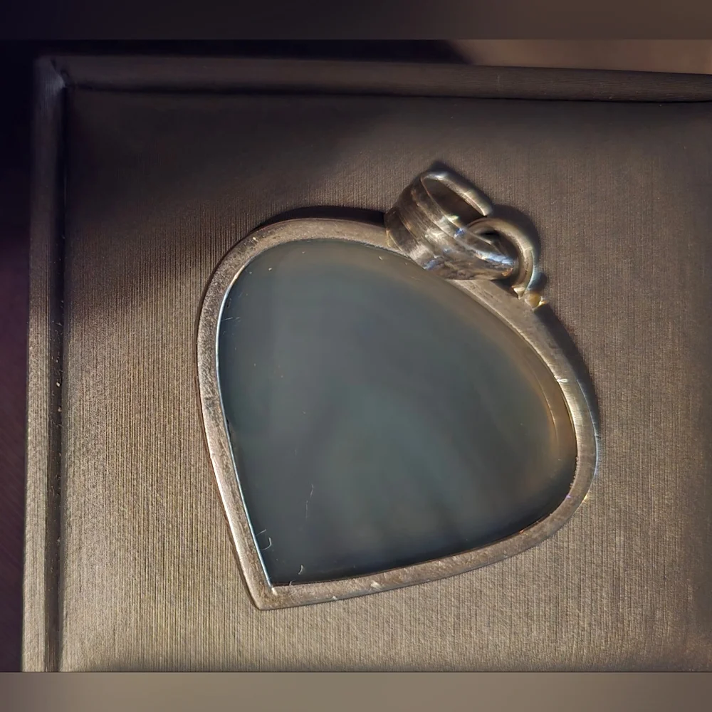 Beautiful Agate Stone Pendant in Heavy 925 Sterling Silver Setting w/ Large Bale - Picture 3 of 4